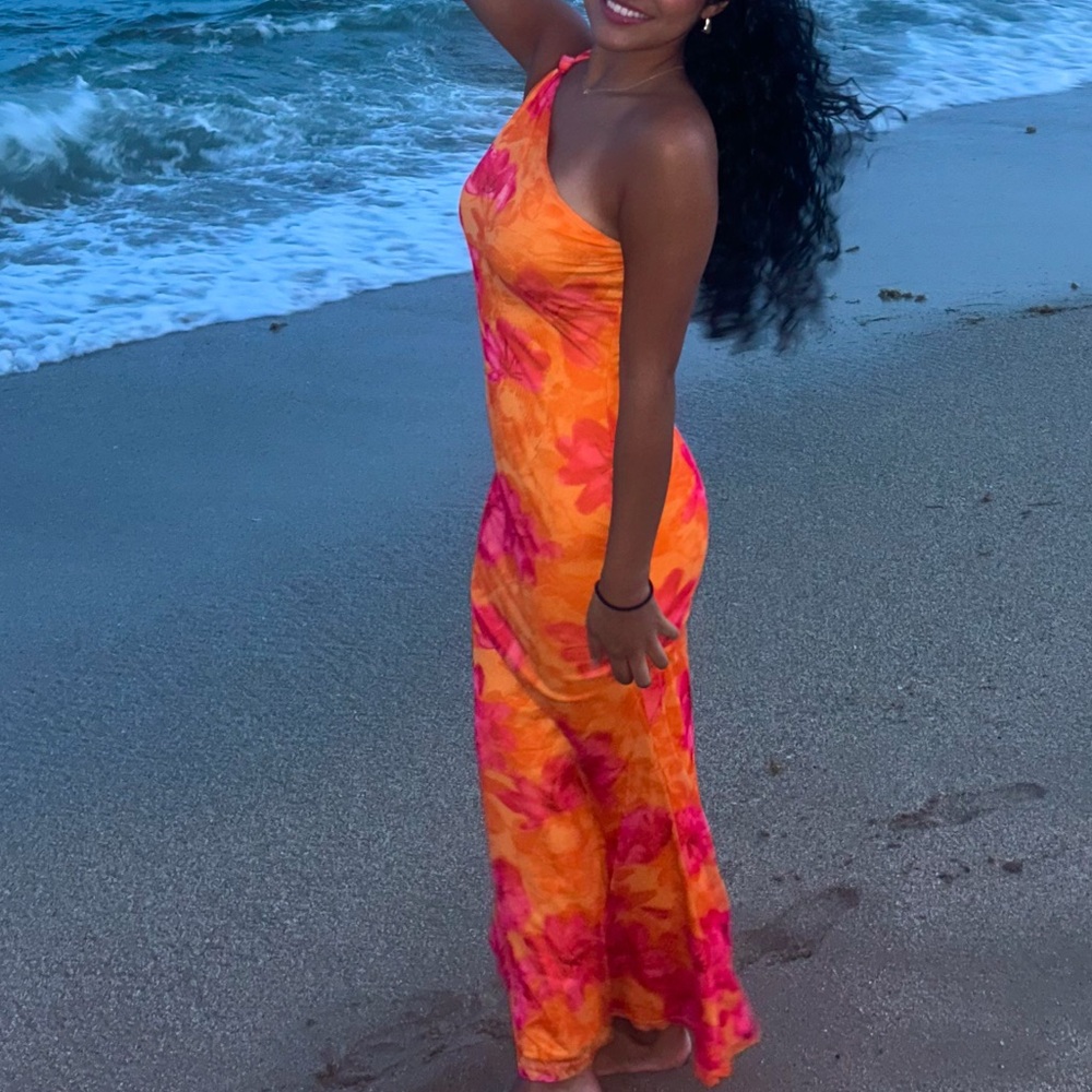 SHEIN Orange and Pink Maxi Dress